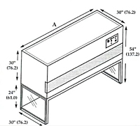 Dimensional Drawing of Vertical Laminar Flow 5010 Console Series